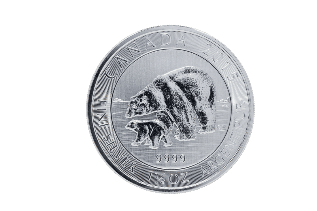 Silver Canadian Polar Bear & Cub 1-1/2 Ounce Coin