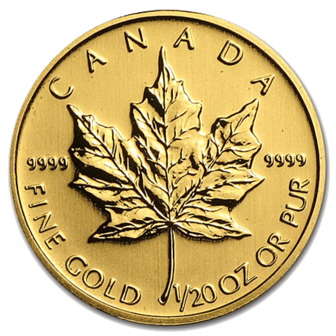 Gold Canadian Maple Leaf 1/20th