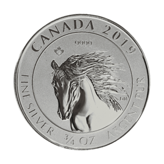 Silver Canadian Wild Horse 3/4 Ounce Coin