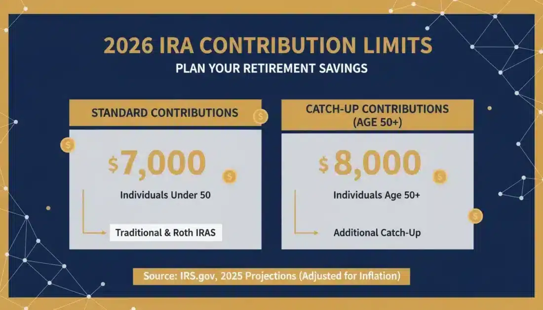 2026 IRA contribution limits infographic for gold IRA accounts