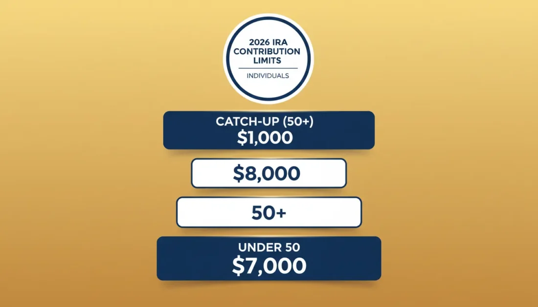 2026 IRA contribution limits showing amounts by age