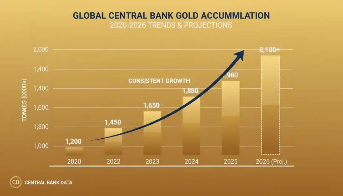 Central bank gold buying trends chart through 2026
