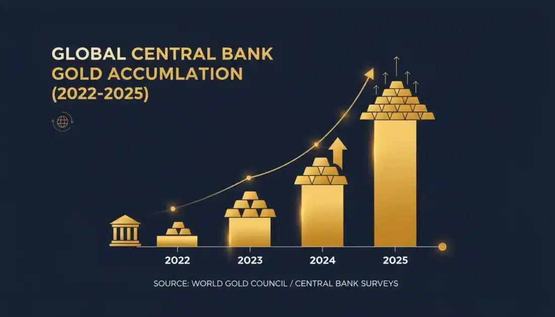 Central bank gold purchasing trends 2022 through 2025