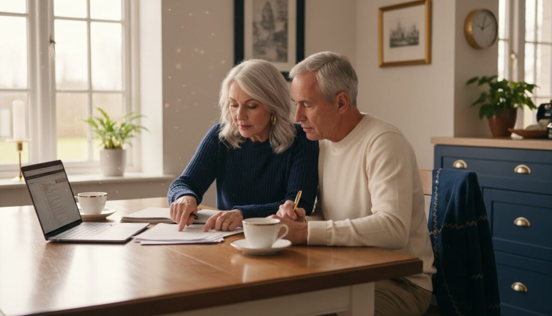 Couple discussing Gold IRA timeline at home