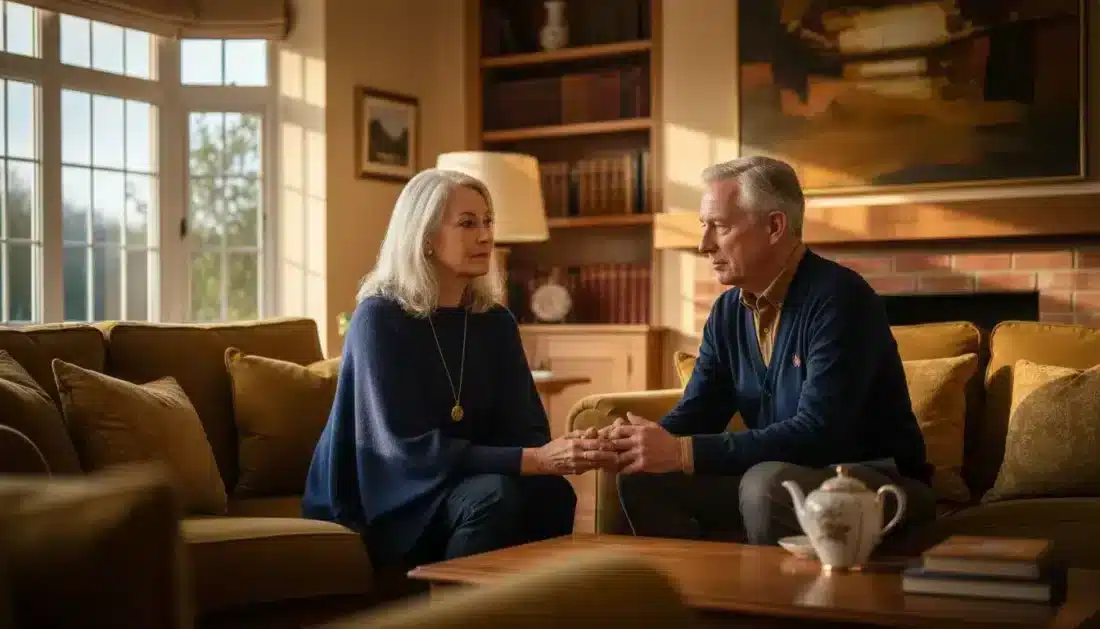 Couple discussing gold IRA tax structure choice