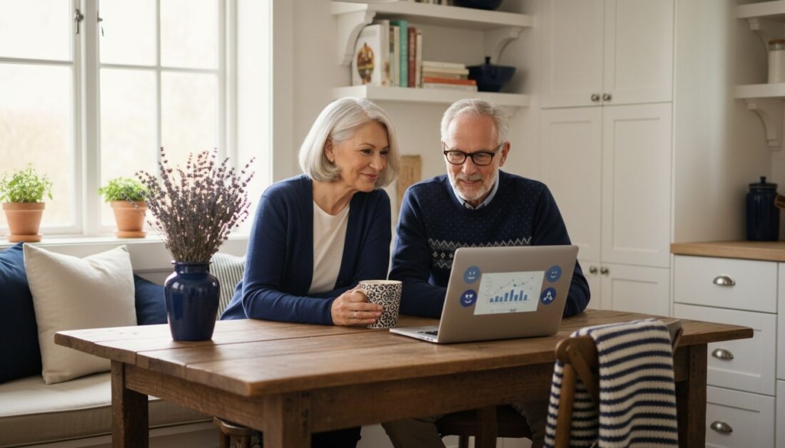 Couple researching gold IRA companies together at home