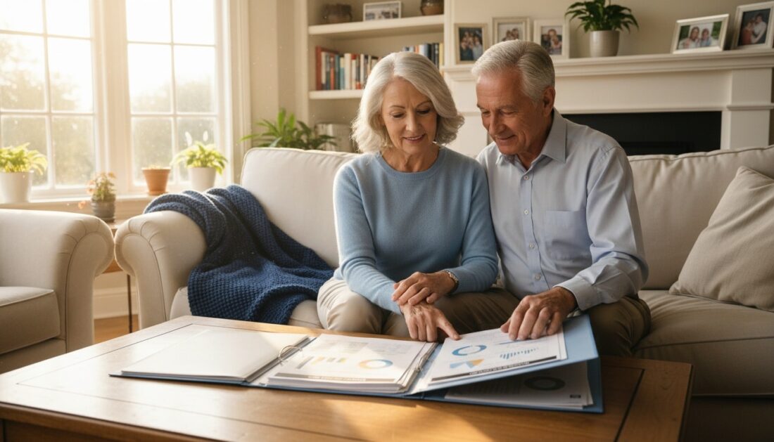 Couple reviewing Gold IRA rollover paperwork together