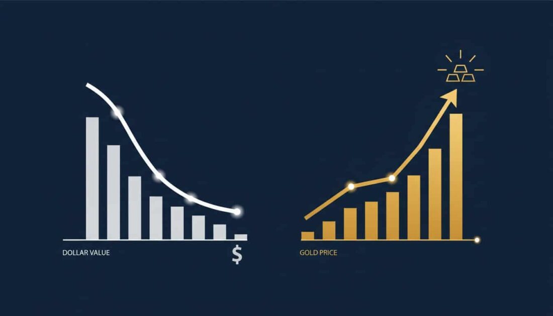 Dollar purchasing power decline compared to gold price appreciation chart
