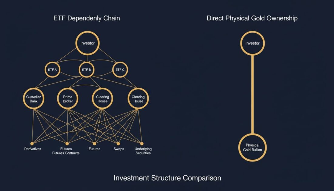 Gold ETF counterparty dependencies compared to physical gold ownership