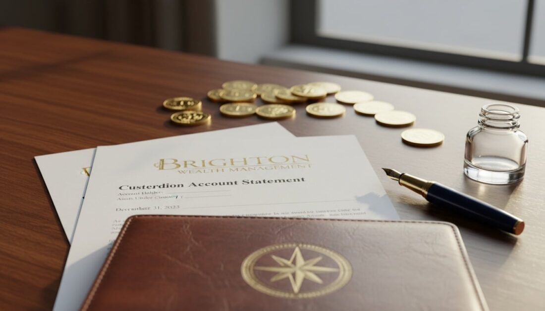 Gold IRA account statement with gold coins