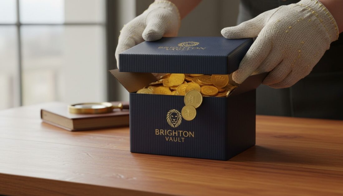 Gold coins being delivered from secure shipping for IRA distribution