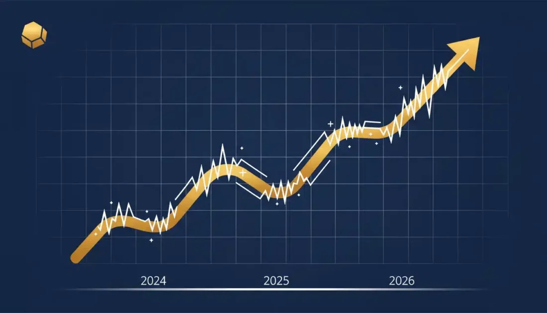 Gold price volatility chart showing 2024 to 2026 market performance
