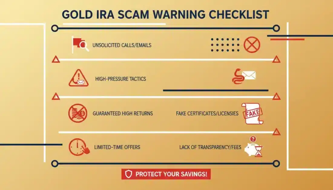 Home storage gold IRA scam warning signs checklist