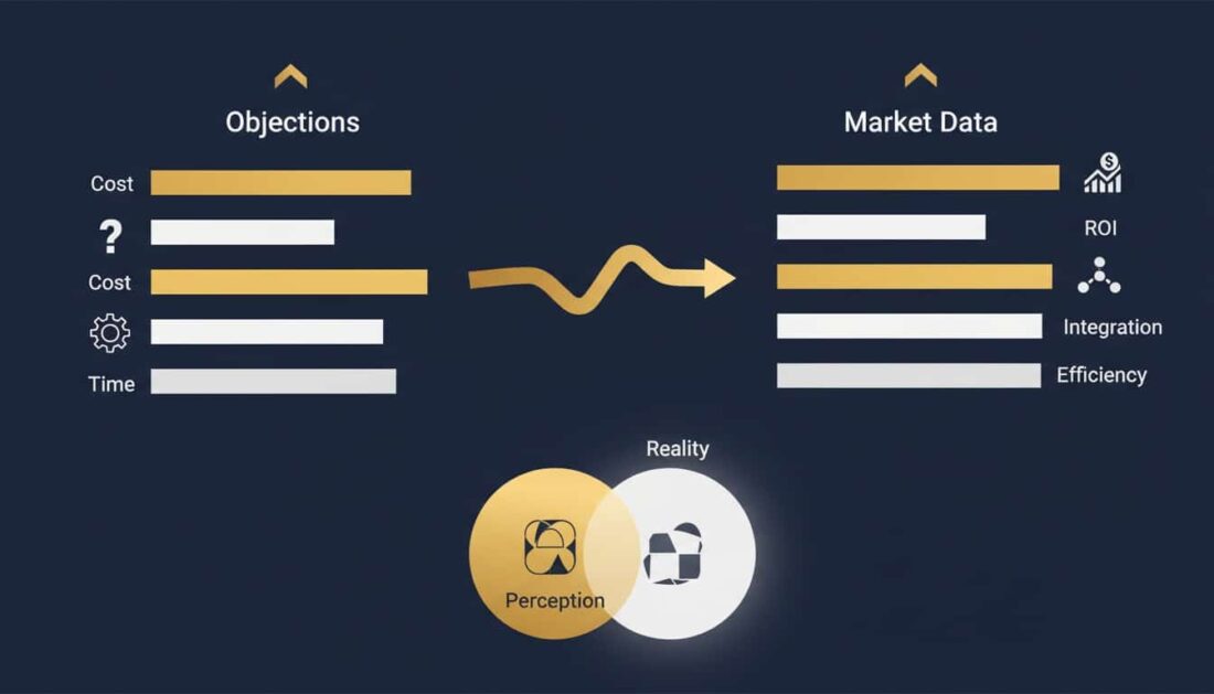 Market data comparison chart addressing gold purchase objections