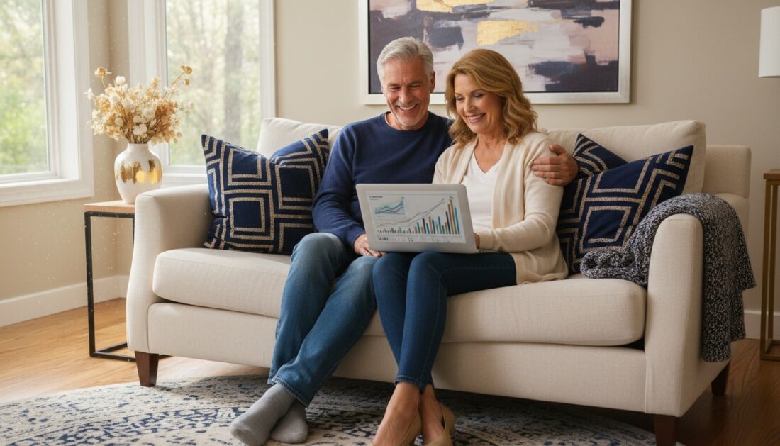 Retired couple researching precious metals options together