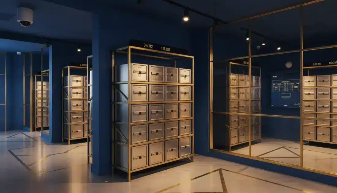 Secure gold coin storage vault at IRS approved depository
