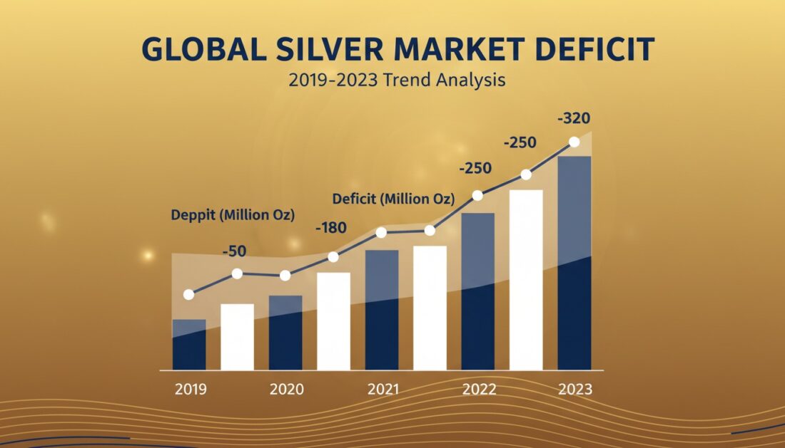 Silver supply deficit chart showing five consecutive years