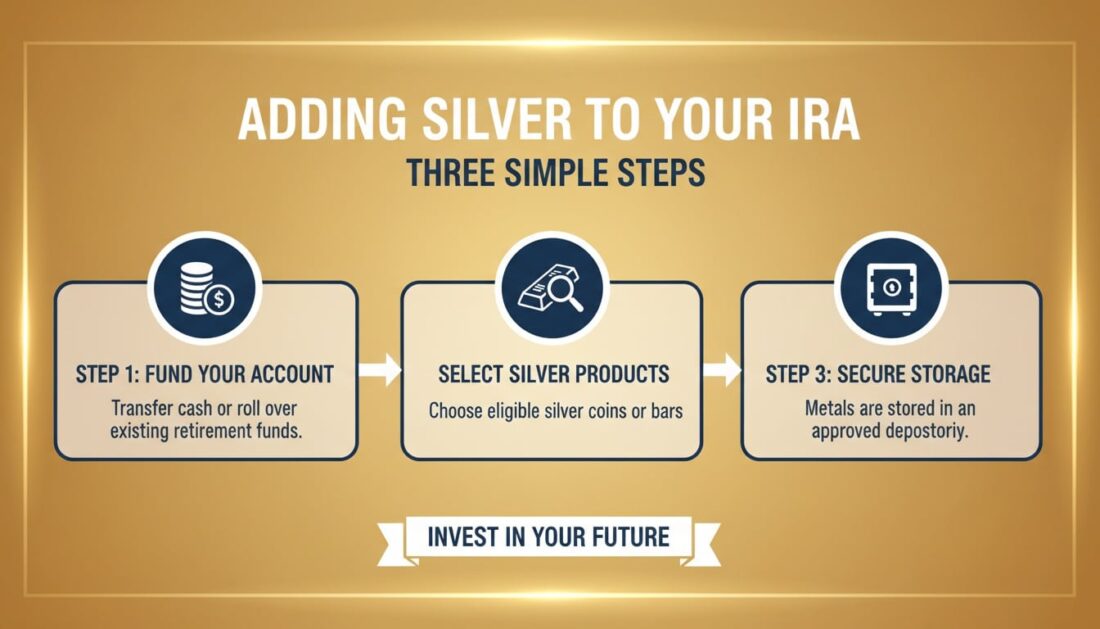 Three step process to add silver to precious metals IRA