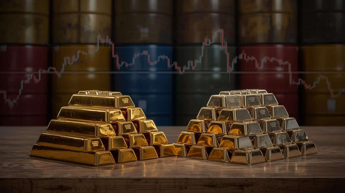 oil drums on an economic chart