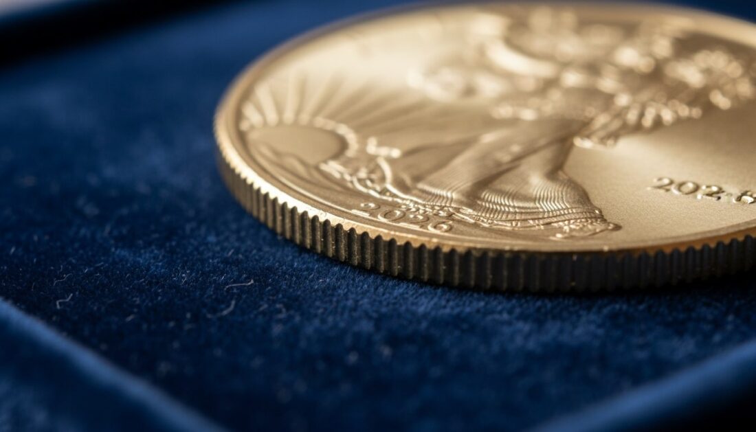 2026 Gold American Eagle coin security features close-up detail