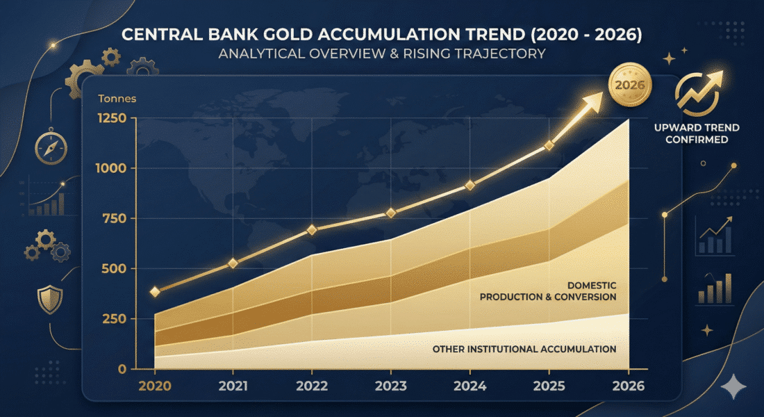 Central bank gold buying trend chart 2020 to 2026