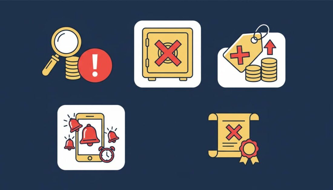 Five common gold IRA scam warning signs infographic