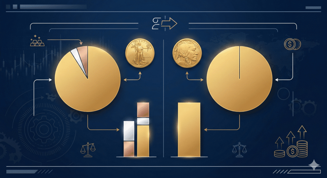 Gold Eagle vs Gold Buffalo purity composition comparison chart