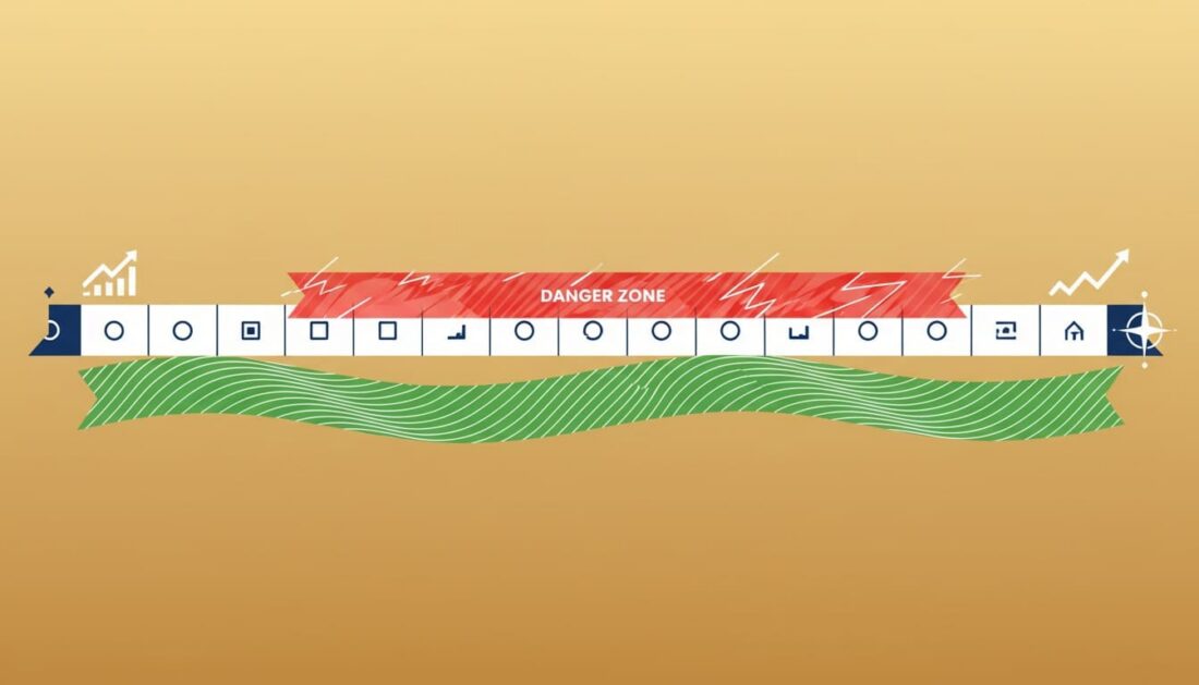 IRS rollover timeline showing danger zone for indirect rollovers versus safe zone for direct transfers