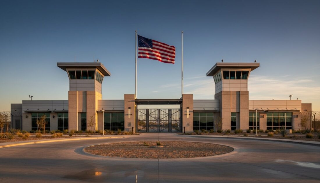 Modern high security precious metals depository facility exterior