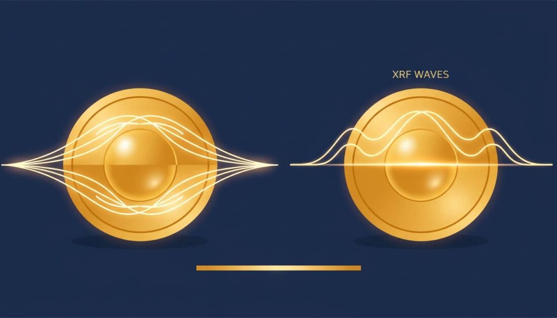 Sigma electromagnetic scan vs XRF surface scan gold coin cross section diagram