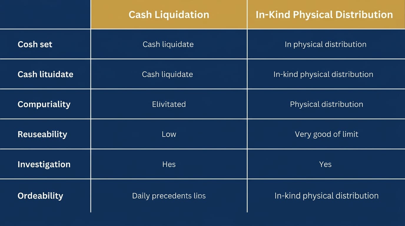Cash liquidation compared to in-kind physical gold IRA distribution side by side