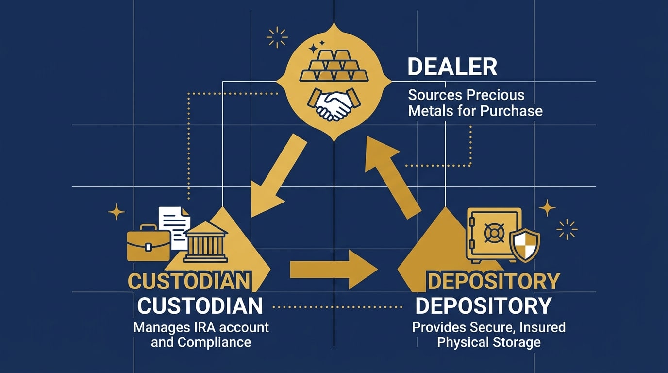 gold IRA custodian dealer depository structure diagram