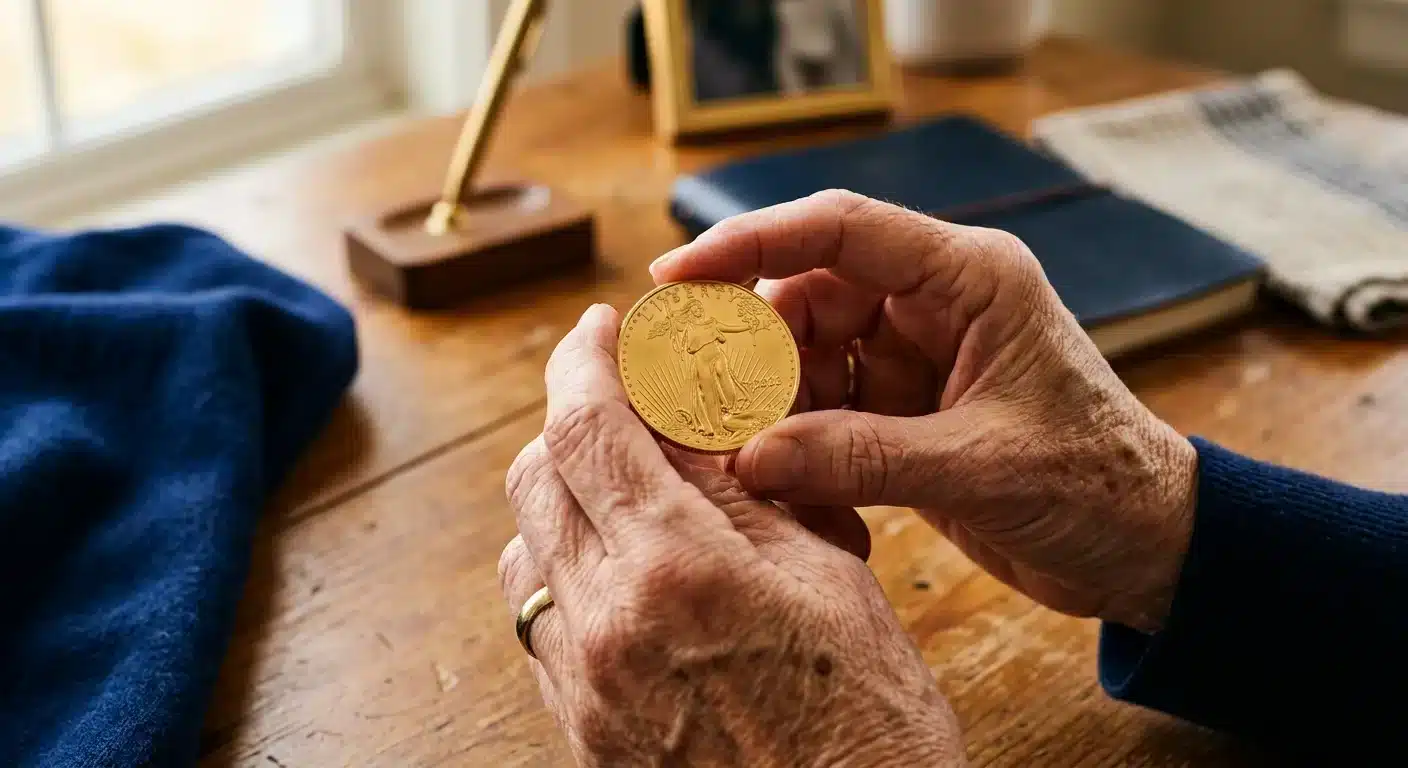 American Gold Eagle coin held by conservative purchaser