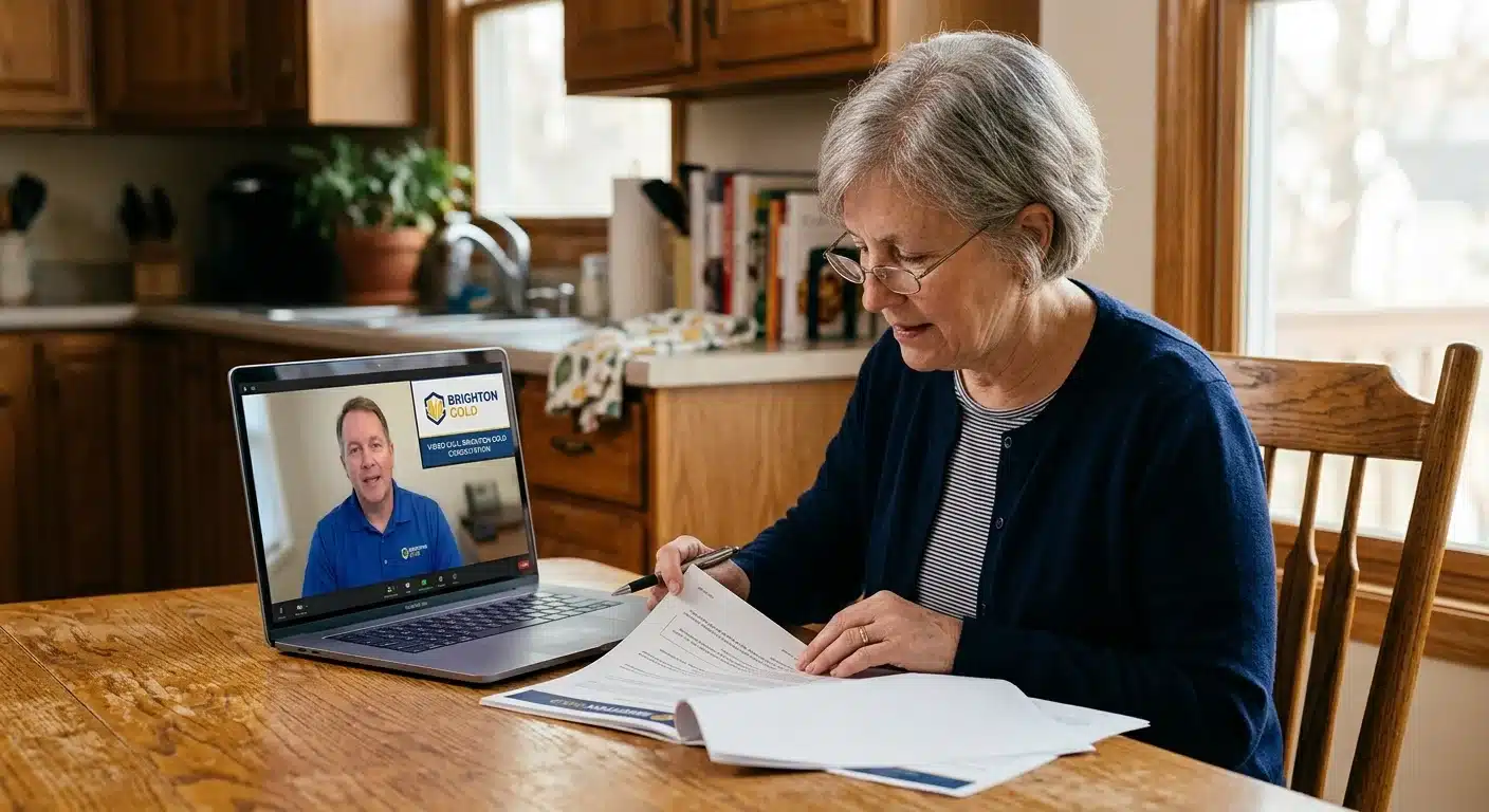 Customer reviewing gold purchase details during initial consultation