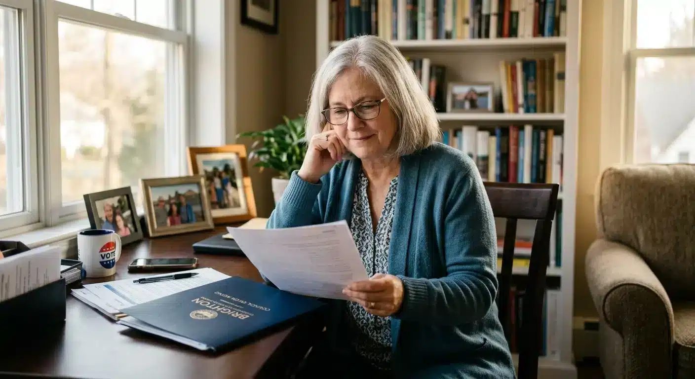 Customer reviewing precious metals dealer documentation at home