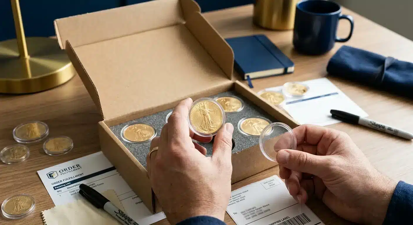 Secure packaging of physical gold for insured delivery