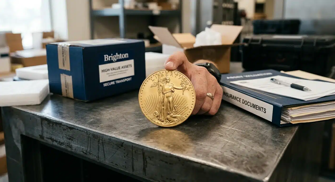 American Gold Eagle coin with shipping and secure storage materials