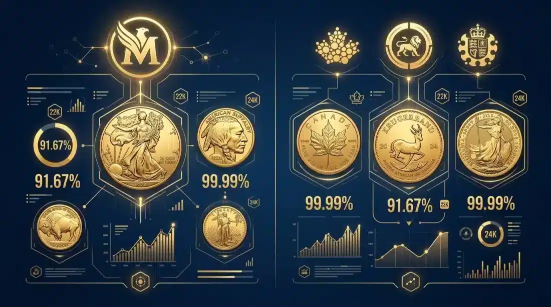 Comparison chart of US minted versus foreign gold bullion coins