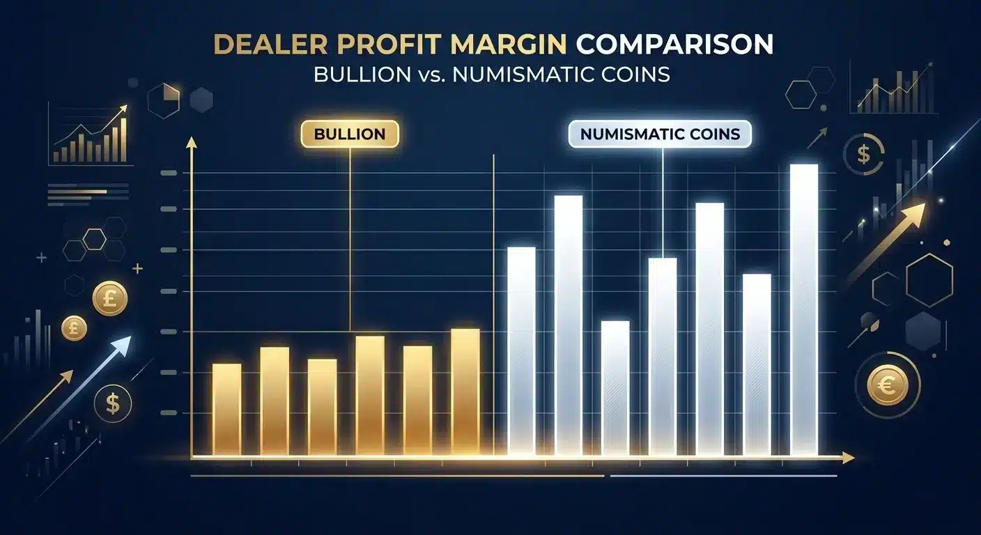 Dealer profit margin comparison bullion versus numismatic coins