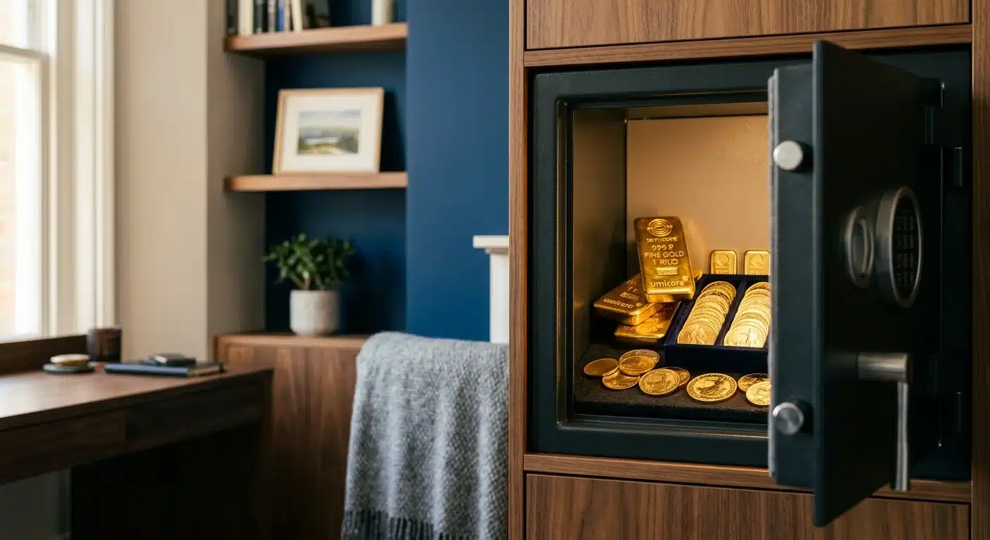 Gold coins and bars stored in home safe