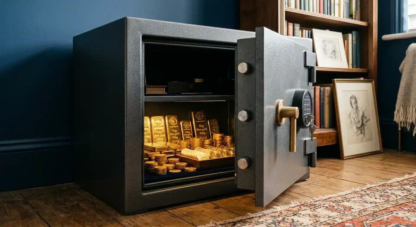 Secure home safe storage for physical gold