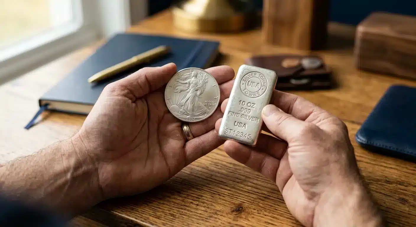 American Eagle Silver Coin and silver bar for long-term wealth preservation