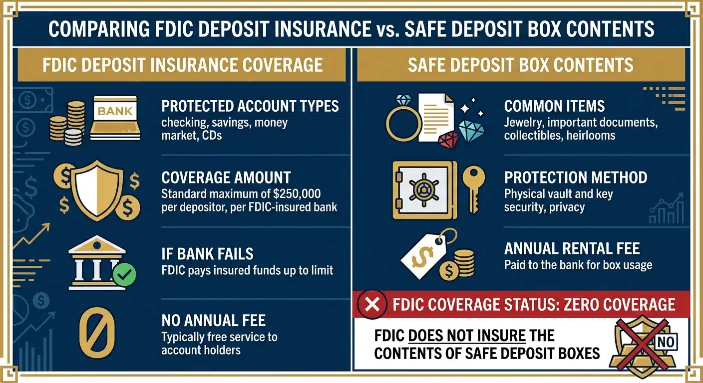 FDIC insurance coverage gap for safe deposit box gold