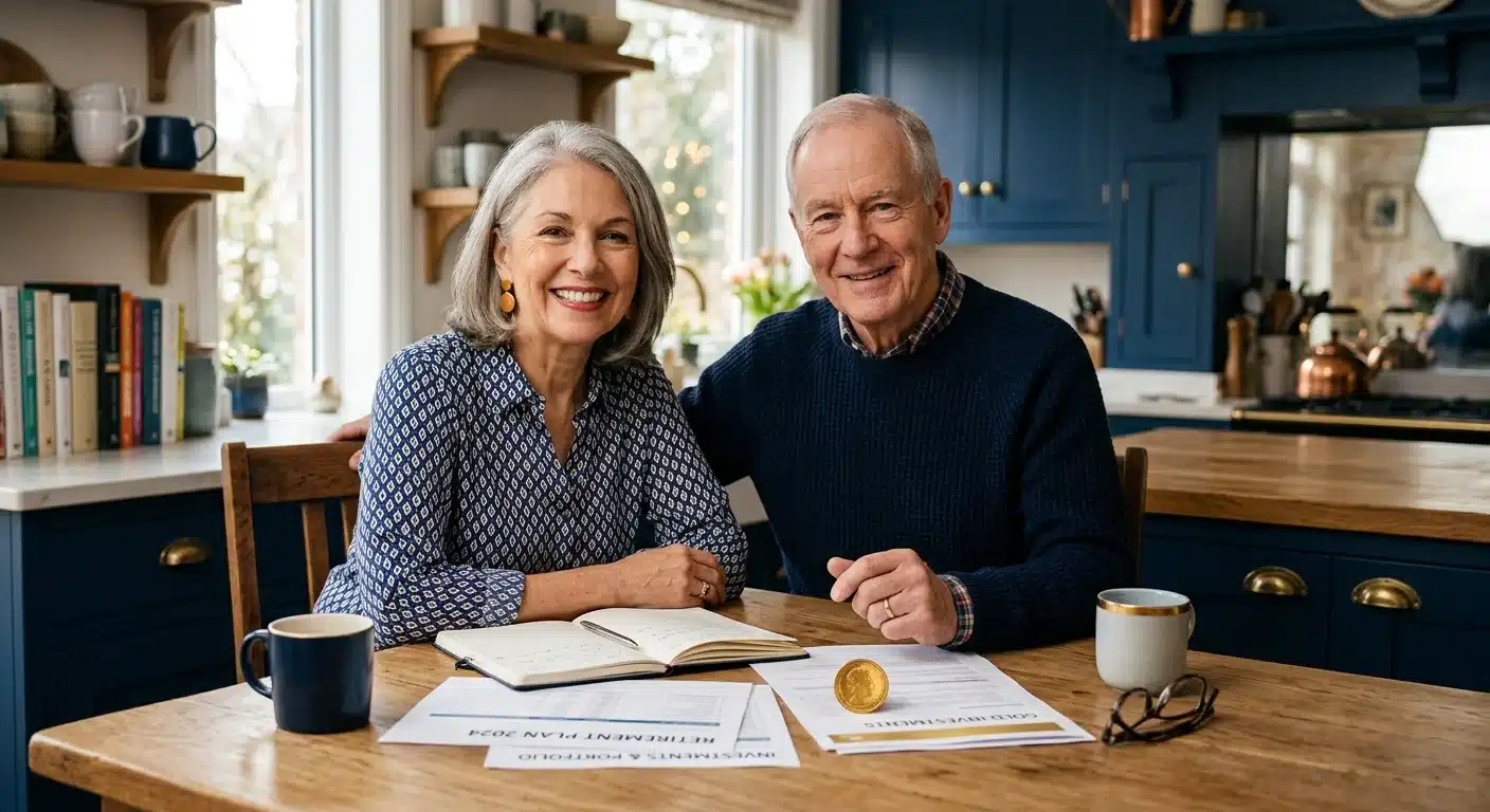 Retired couple evaluating Brighton Gold concierge vaulted storage options