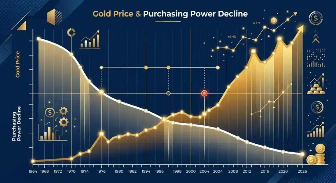 US dollar purchasing power decline since 1965 silver coinage removal