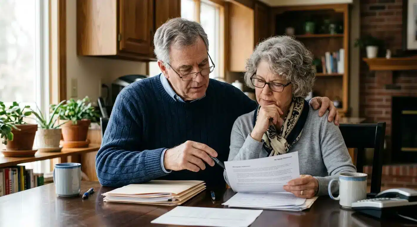 retirement age couple reviewing silver ownership options at home