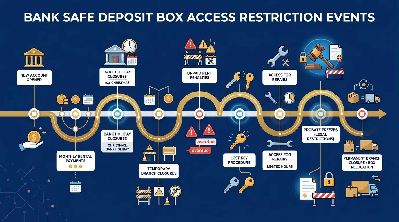 bank safe deposit box access restriction timeline gold owners