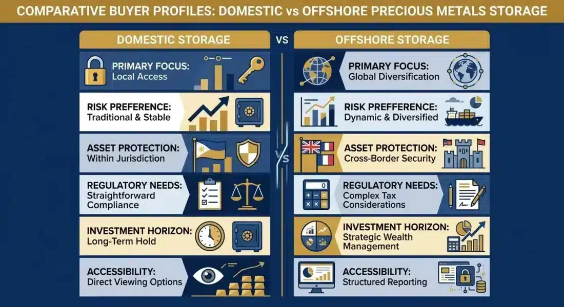 domestic vs offshore gold storage buyer profile comparison chart
