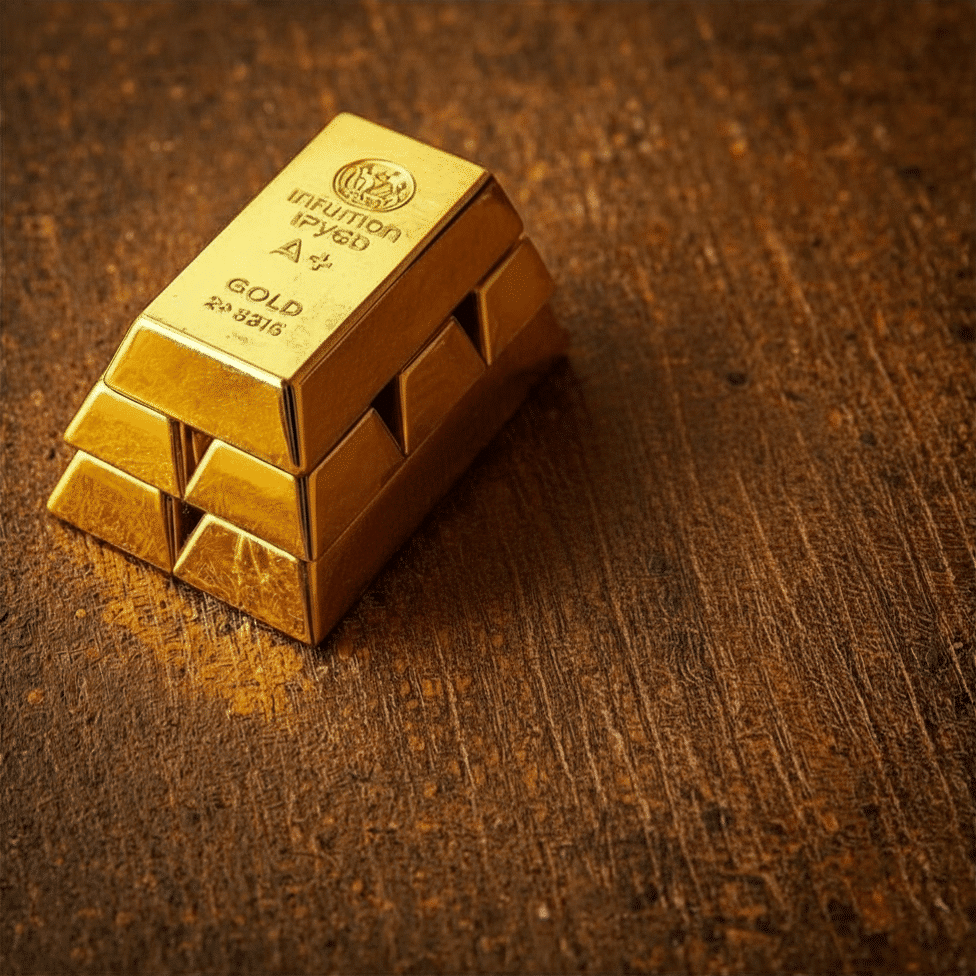 Gold and silver bars with inflation charts and market data as investors monitor CPI, PPI, tariffs, and Federal Reserve policy.