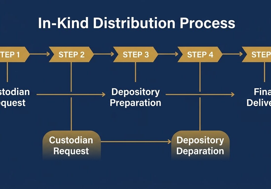 Five step in-kind gold IRA distribution process from request to delivery
